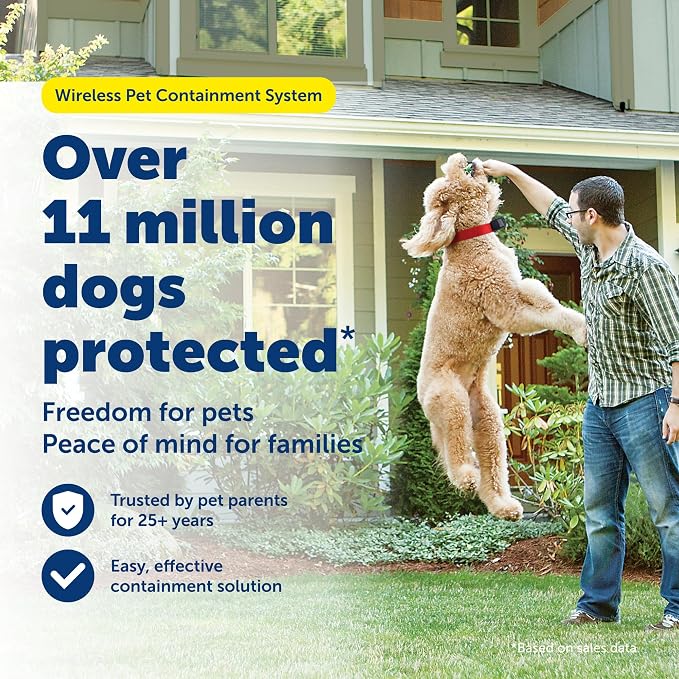 PetSafe Original Wireless Electric Fence for Dogs, Portable for Travel Covers Up to 1/2 Acre, Waterproof Collar for Pets 8lb+ with Tone/Static (Gray), from the Parent Company of Invisible Fence Brand