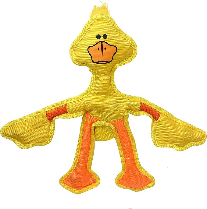 Multipet Skele Duck Dog Rope - Nylon Tug of War - Squeaky Toy for All Dogs - Animal Dog Toy for Playing Toss & Fetch (15", Yellow)