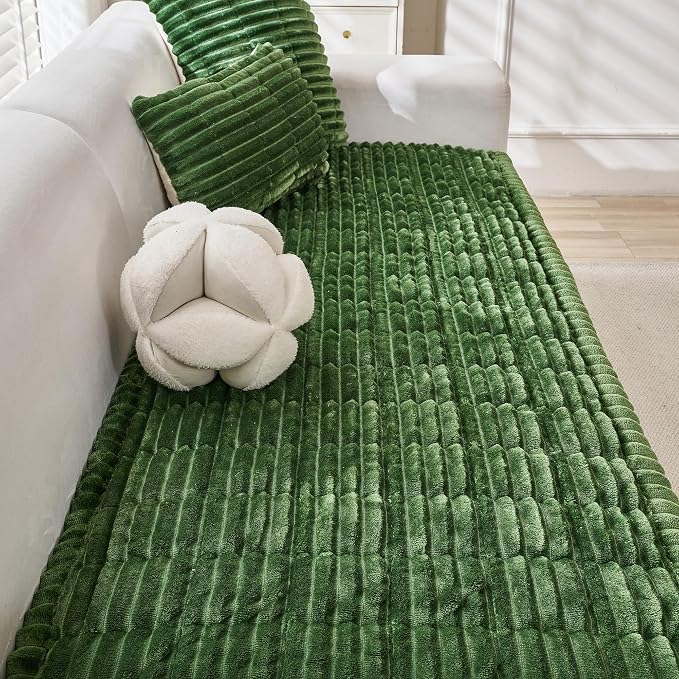 Mivnue Pet Couch Cover, Couch Covers for Dogs, Washable Dog Sofa Covers Couch Protector, Fuzzy Non Slip Couch Slipcover Pet Friendly (Green, 27.6" x 82.7")