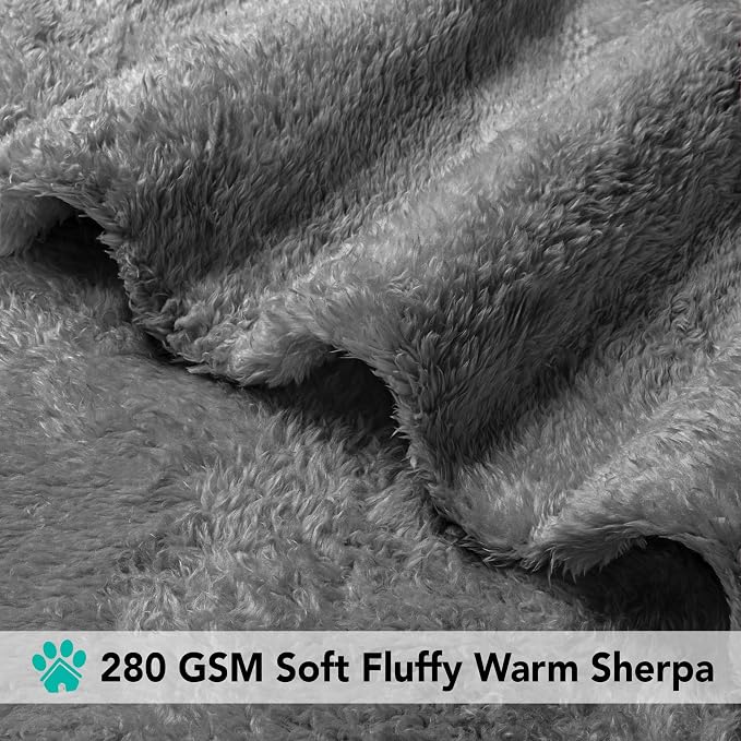 PETAMI Fluffy Fleece CAT and Dog Throw Blanket, Gray, X-Large