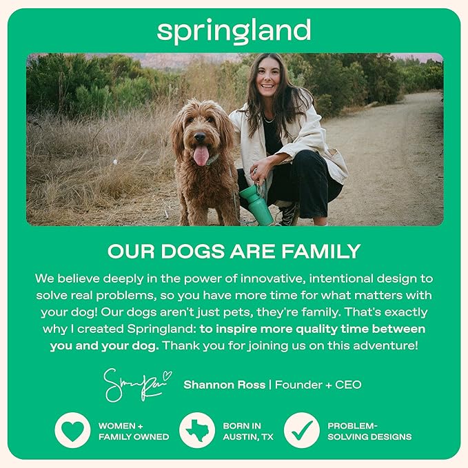 Springer by Springland 15oz Mini Dog Travel Water Bottle, Lilac, Portable Dispenser for Dogs & Puppies, Patented Leak-Proof Bowl, BPA-Free, One-Hand Squeeze, Carabiner Included | Shark Tank