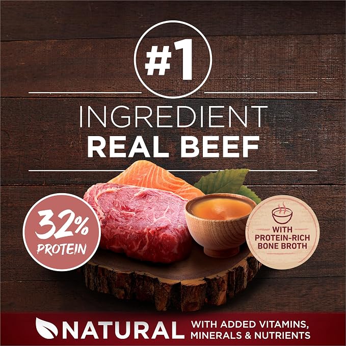 Purina ONE Natural High Protein Dry Dog Food Dry True Instinct with Real Beef and Salmon With Bone Broth and Added Vitamins, Minerals and Nutrients - 27.5 lb. Bag