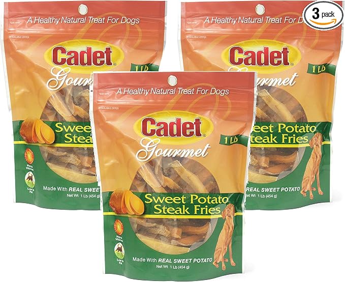 (3 Pack) Cadet Sweet Potato Dog Treat Steak Fries; 1 Lb.
