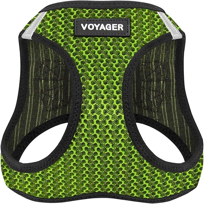 Best Pet Supplies - All Weather Mesh/Plush, Reflective, No Pull Harness for Small, Medium Dogs, Cats - Secure with Hook & Loop Fastener, Buckle, Double D-Rings - Lime Green 2-Tone, XL