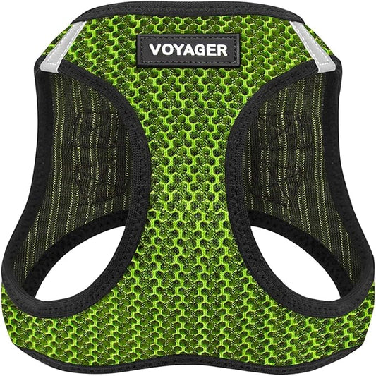 Best Pet Supplies - All Weather Mesh/Plush, Reflective, No Pull Harness for Small, Medium Dogs, Cats - Secure with Hook & Loop Fastener, Buckle, Double D-Rings - Lime Green 2-Tone, XL
