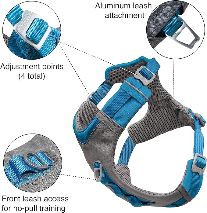 Kurgo Journey Air Dog Harness - Secure Fit for Active Dogs - Padded Chest - Lightweight Ripstop Fabric - Breathable Mesh - Reflective Trim - Back Assist Handle - Orange - X-Large