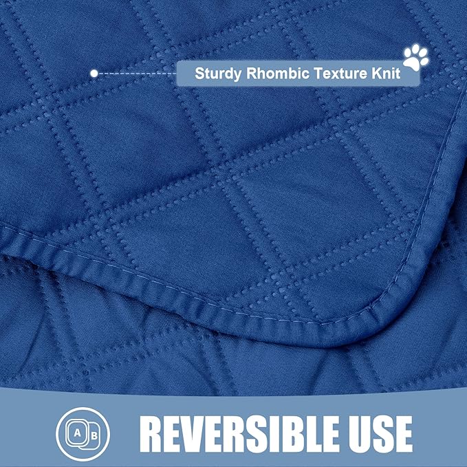 Smiry Waterproof Dog Bed Cover Pet Blanket, Soft Washable Dog Blanket for Furniture Bed Couch Sofa Reversible, Checkered (30"x70", Navy/Navy)
