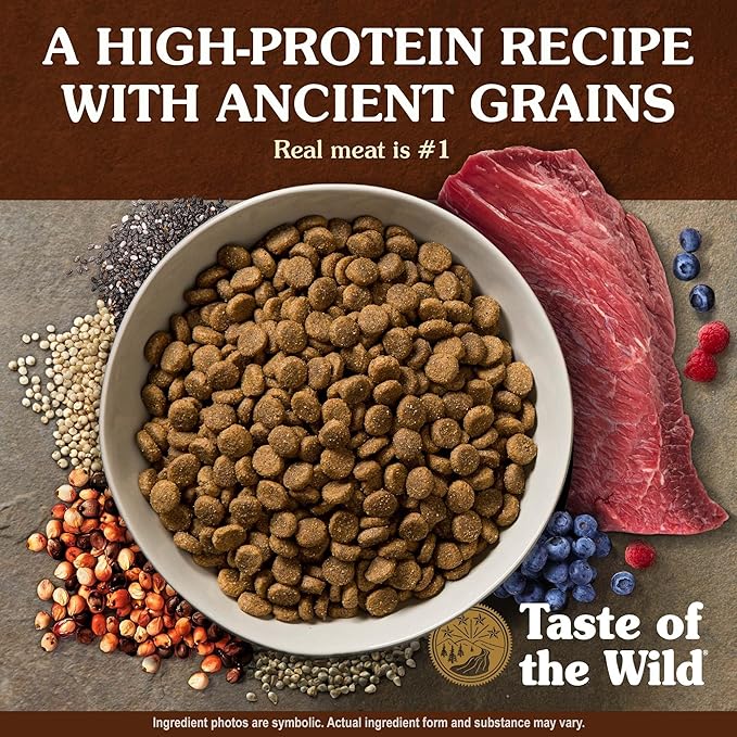Taste of the Wild Ancient Prairie All Life Stages High Protein Recipe with Roasted Bison, Roasted Venison & Ancient Grains Dry Dog Food 14lb
