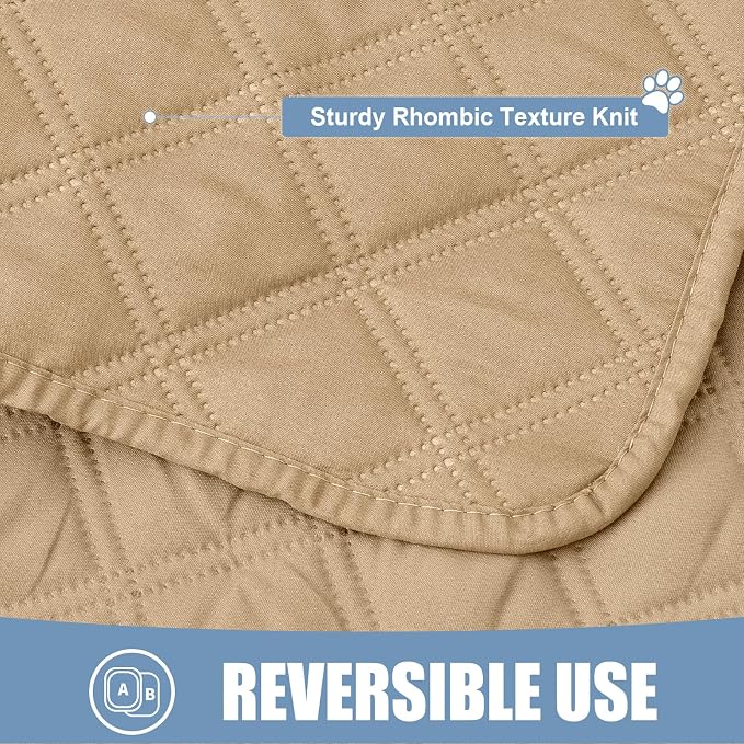 Smiry Waterproof Dog Bed Cover Pet Blanket, Soft Washable Dog Blanket for Furniture Bed Couch Sofa Reversible, Checkered (40"x80", Camel/Camel)