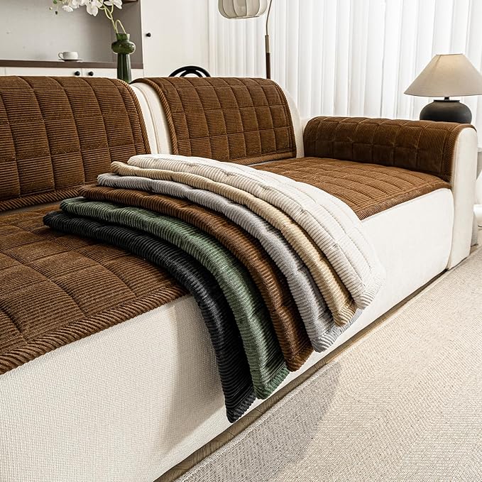 Couch Covers for Dogs Washable, Non Slip Couch Covers for Loveseat Sofa Pet Friendly, Soft Fuzzy Sofa Covers for Pet, Dog Couch Cover Furniture Protector(1PC,Dark Brown,27.6"x94.5")