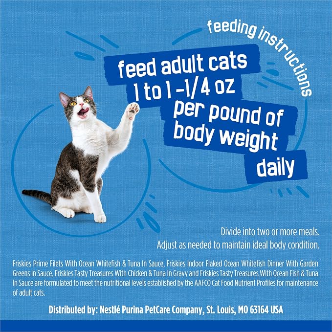 Purina Friskies Wet Cat Food Variety Pack, Oceans of Delight Flaked and Prime Filets - (Pack of 40) 5.5 oz. Cans