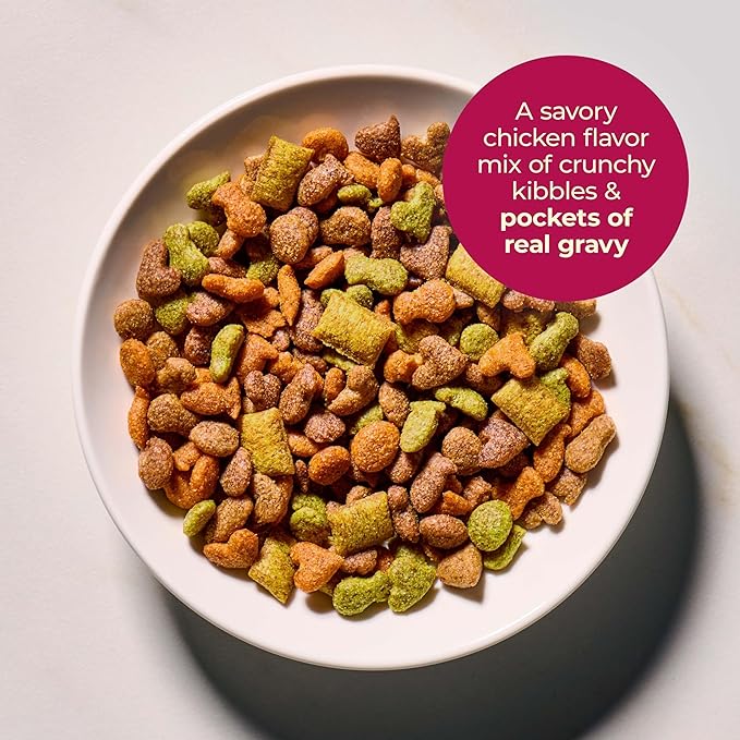 Meow Mix Gravy Bursts Gravy Filled Pieces Savory Chicken Flavors, Dry Cat Food, 13.5 lb. Bag