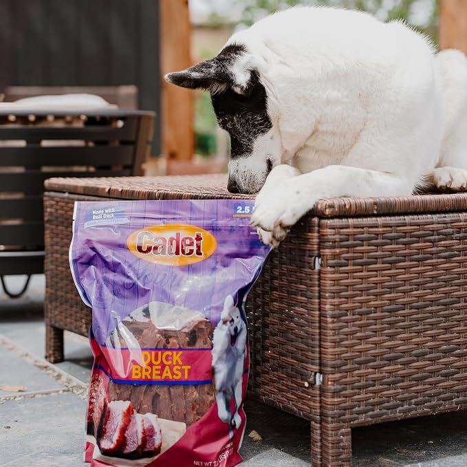 Cadet Gourmet Duck Jerky Dog Treats For Training - Healthy & Natural Dog Training Treats for Small & Large Breeds - Inspected & Tested in USA (28 oz.)