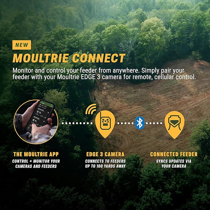 Moultrie Deer Feeder Standard and Moultrie Edge 3 Cellular Trail Camera Bundle