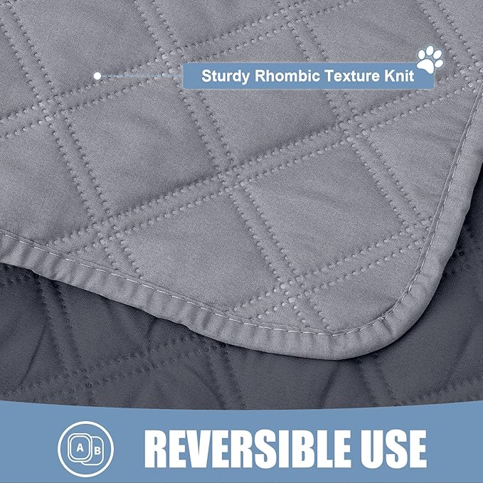 Smiry Waterproof Dog Bed Cover Pet Blanket, Soft Washable Dog Blanket for Furniture Bed Couch Sofa Reversible, Checkered (82"x120", Grey/Dark Grey)