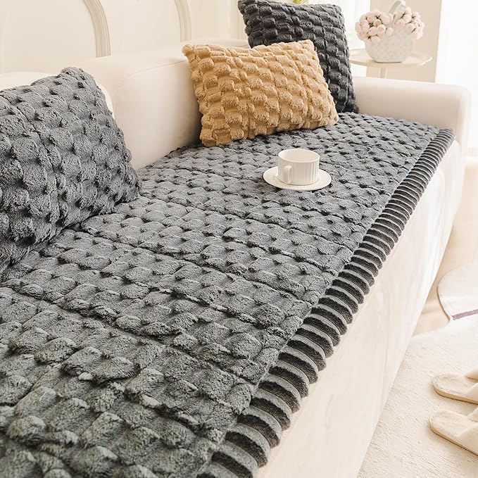Mivnue Pet Couch Cover Dogs Washable Sofa Protector Non Slip Fuzzy Couch Pads Pet Friendly Dog Mat for Couches and Sofas
