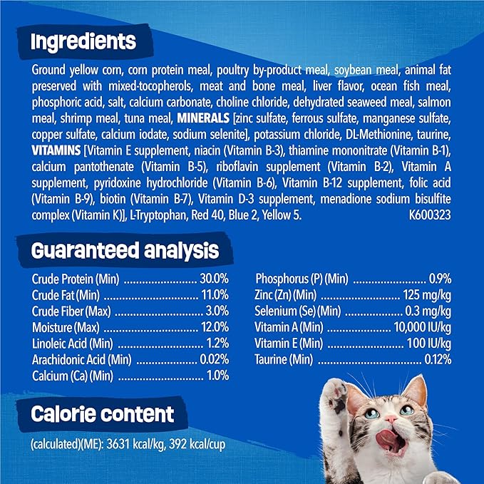 Purina Friskies Dry Cat Food Seafood Sensations With Salmon, Tuna, and Shrimp Flavors - 22 lb. Bag