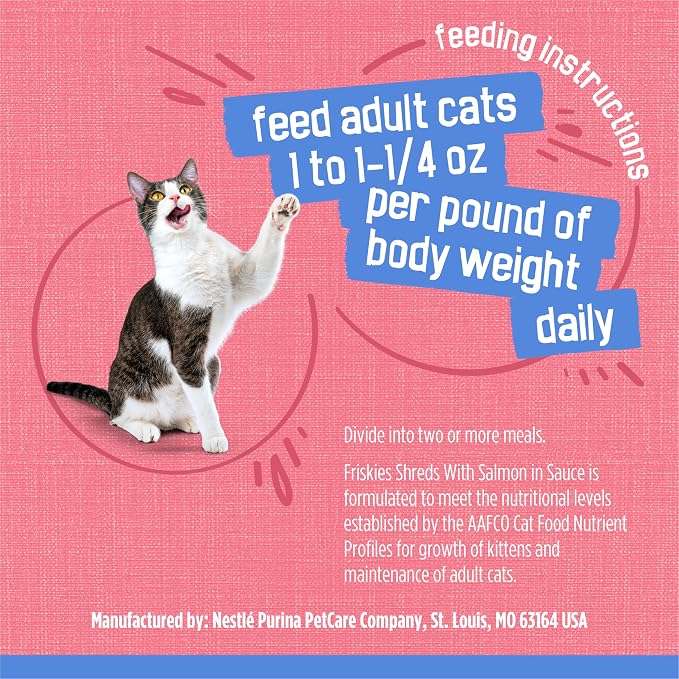 Friskies Purina Shreds with Salmon in Sauce Wet Cat Food - 5.5 oz. Cans (Pack of 48)