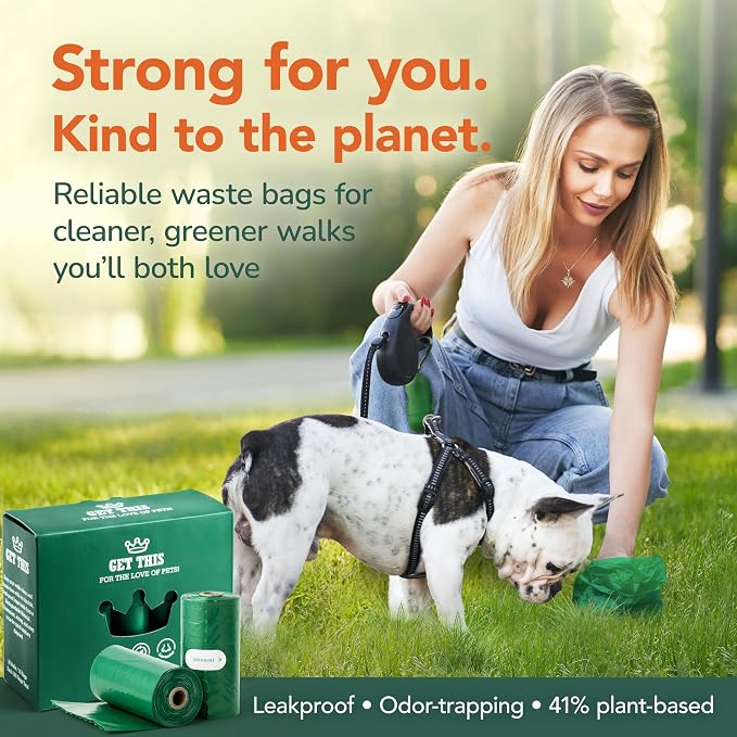 GET THIS Dog Poop Bag - 300 Dog Waste Bags, Lavender Scented, Leakproof & Odor-Trapping, Durable Waste Bags – 20 Rolls (15 Pet Poop Bagі Per Roll), 13x9" Environment-friendly Potty Bags
