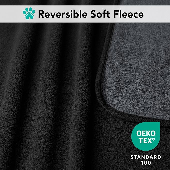 PetAmi Waterproof Dog Blanket for Couch, Pee Proof Reversible Cat Blanket for Sofa Bed Furniture Protector, Soft Fleece Washable Pet Throw for Dogs Cats Puppies Kittens, 60x80 Black Gray