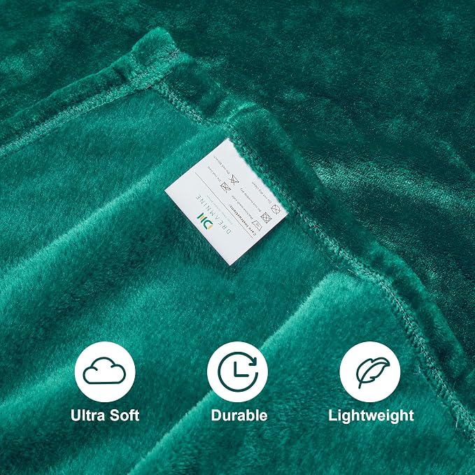 DREAMNINE Soft Cozy Plush Fleece Throw Blanket 50" x 60",Solid Shag Minky Lightweight Fuzzy Flannel Blanket for Bedroom, Luxury Washable Warm Velvet Blankets for Couch Sofa Pet,Breathable,Forest Green