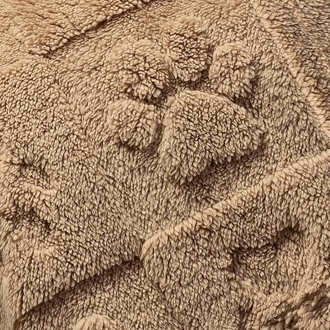 Americanflat 30x40 Jacquard Fleece Throw Blanket - Soft and Breathable Pet Blankets for Couches, Bed, Chair - Fleece Blanket for Home, Bedroom, or Outdoor - Taupe Paw Print Blankets for Dogs or Cats