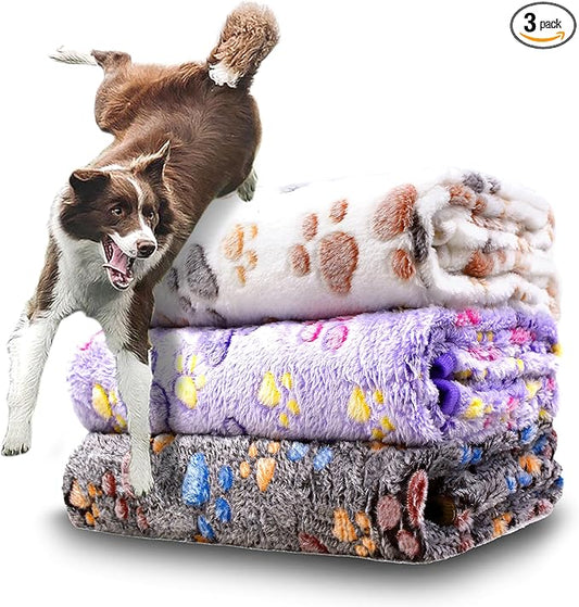 Dog Blankets for Medium Large Dogs Washable, 3 Pack Pet Blanket Washable 41" x 31", Fuzzy Soft Puppy Throw Cover for Kennel Crate Bed