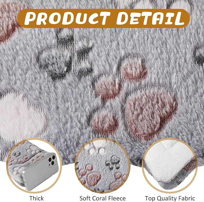 Tuanse 4 Pack Ultra Soft Dog Cat Bed Mat Small Animal Guinea Pig Bed with Cute Print Reversible Fleece Dog Crate Kennel Pad Cozy Washable Thickened Hamster Pet Beds Mat(21 x14 Inches,Light Gray)