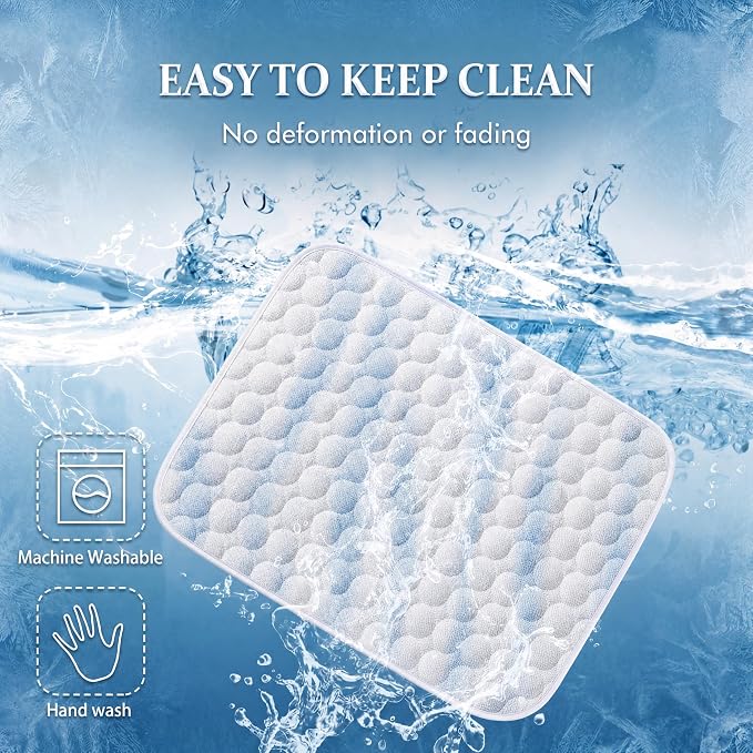 MICROCOSMOS Summer Cooling Mat & Sleeping Pad- Water Absorption Top, Materials Safe, Easy Carry, EZ Clean. Keep Cooling for Pets, Kids and Adults.(Blue White, 28" x22")