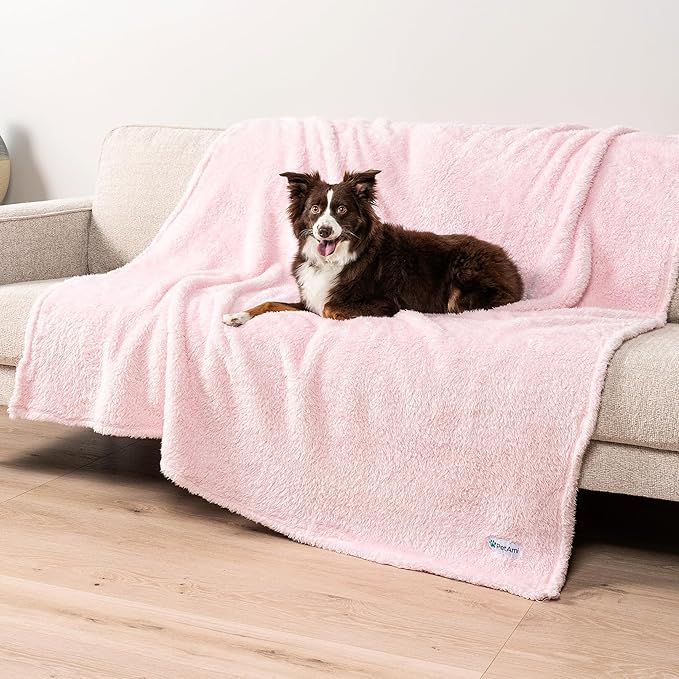 PETAMI Fluffy Fleece CAT and Dog Throw Blanket, Pink, X-Large