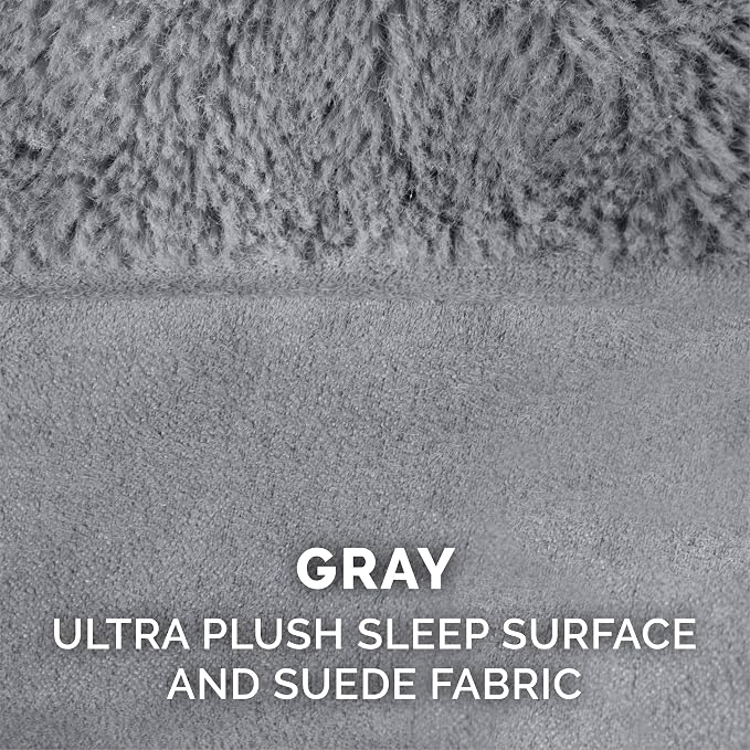 Furhaven Memory Foam Dog Bed for Large/Medium Dogs w/ Removable Bolsters & Washable Cover, For Dogs Up to 55 lbs - Plush & Suede Sofa - Gray, Large