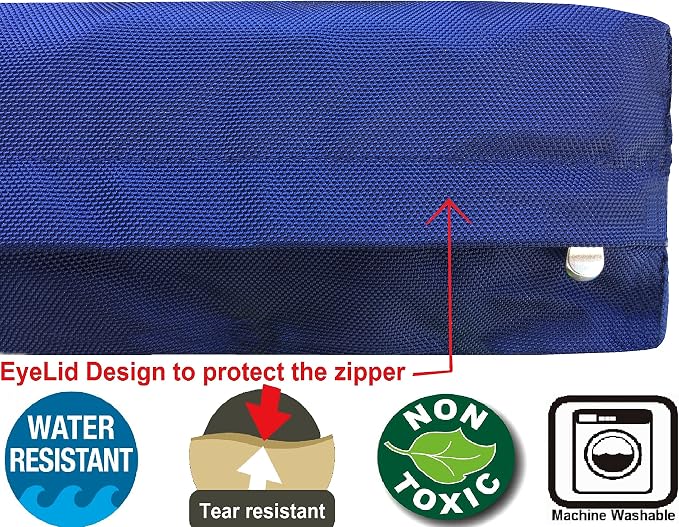 Dogbed4less Medium Orthopedic Dog Bed with Memory Foam for Pet, Waterproof Liner with Durable Nylon Blue External Cover, 35X20X4 Inches