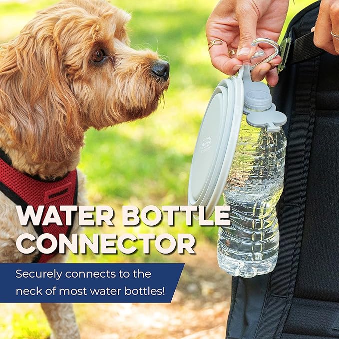 Bonza Collapsible Dog Bowl - Portable Travel Water Bowl for Dogs - Dishwasher Safe Silicone Pet Dish - Collapsible Pet Dish with Carabiner Clip - 50 Oz, X-Large, Navy Blue