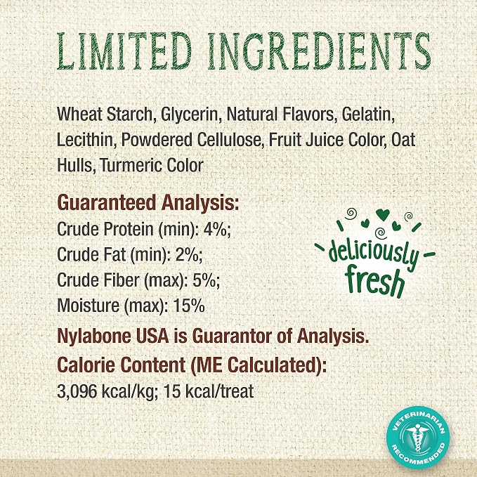 Nylabone Nutri Dent Natural Dental Chews for Dogs, Limited Ingredient Dog Treats Made in the USA, Clean Teeth & Fresh Breath, Healthy Dog Chews, Fresh Breath Flavor, For X-Small Dogs, (160 Count)