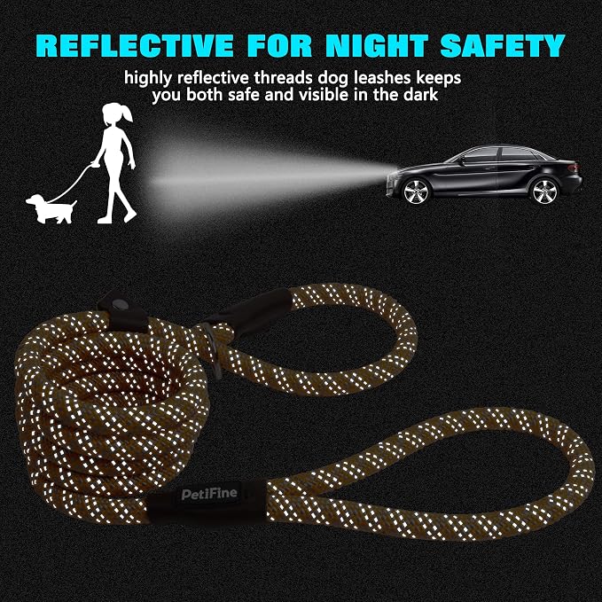PetiFine Slip Lead, 6FT x 3/8" Reflective Dog Leash, Heavy Duty Adjustable Nylon Dog Rope Leash for Small to Large Dogs (Orange)
