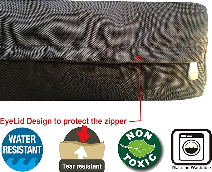 Dogbed4less Ultimate Memory Foam Dog Bed, Orthopedic Joint Relief for Small Medium to Extra Large Dogs with Waterproof Liner and Durable Machine Washable Pet Bed Cover, Ballistic in Brown, Large 37x27