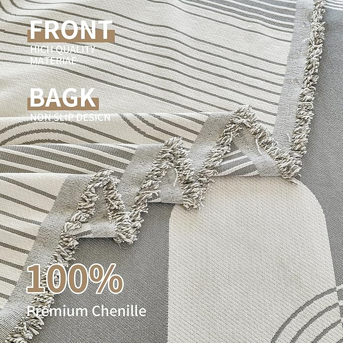 VANJOROY Boho Couch Sofa Cover for 3 Cushion Sectional Sofa L-Shape -Washable Chenille Couch Cover for Dogs Pets, Boho Couch Cover Protector Soft Grey Sofa Slipcovers with Tassel,91"x 134"